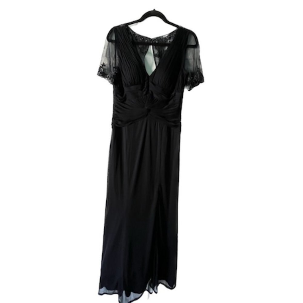 Adrianna Papell Black V-Neck Lace Dress